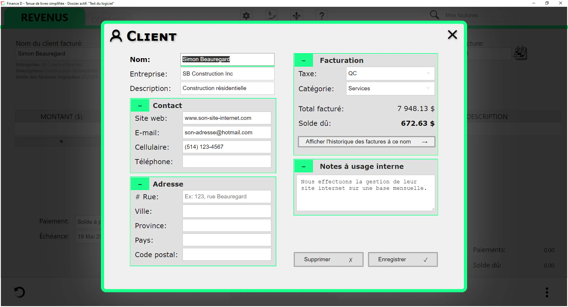 screenshot of Finance D